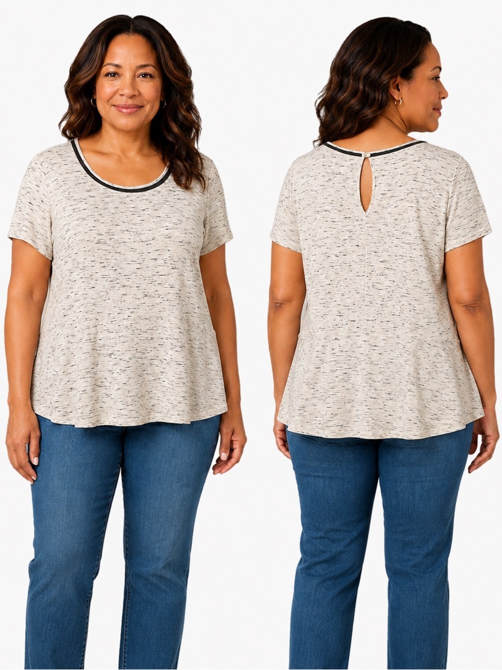 Maurice’s Embellished Neckline Heathered Gray Peplum Top Women’s Plus Size 1X